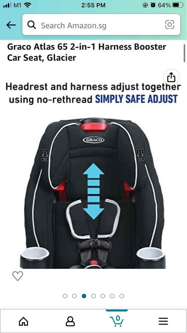 Graco Atlas 65 2in1 Harness Booster Car Seat, Glacier, Babies & Kids