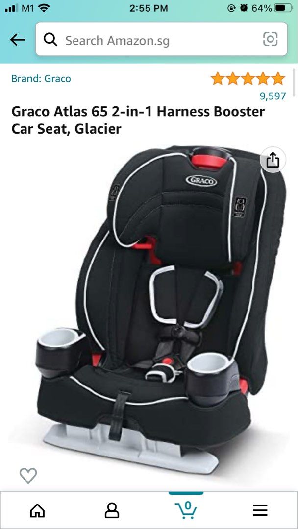 Graco Atlas 65 2in1 Harness Booster Car Seat, Glacier, Babies & Kids, Going Out, Car Seats on