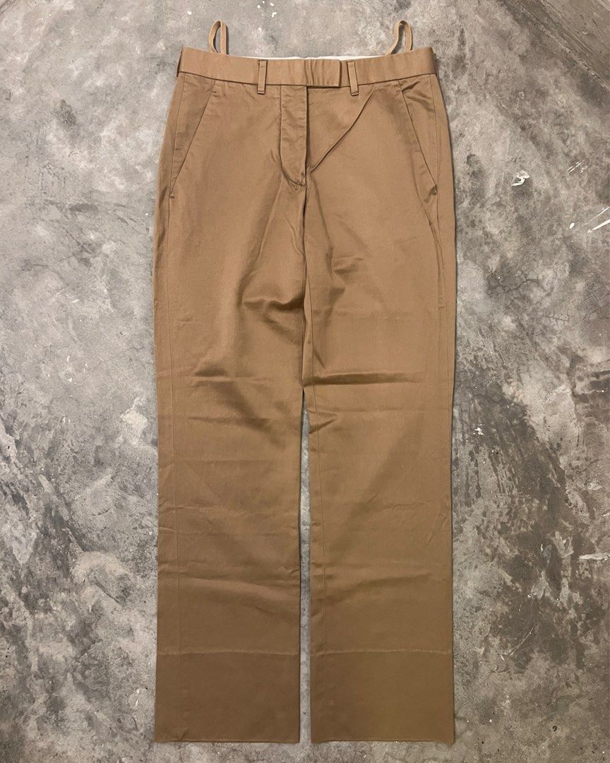 Helmut Lang Khaki Cinch Strap Trousers | MILANSTYLE.COM