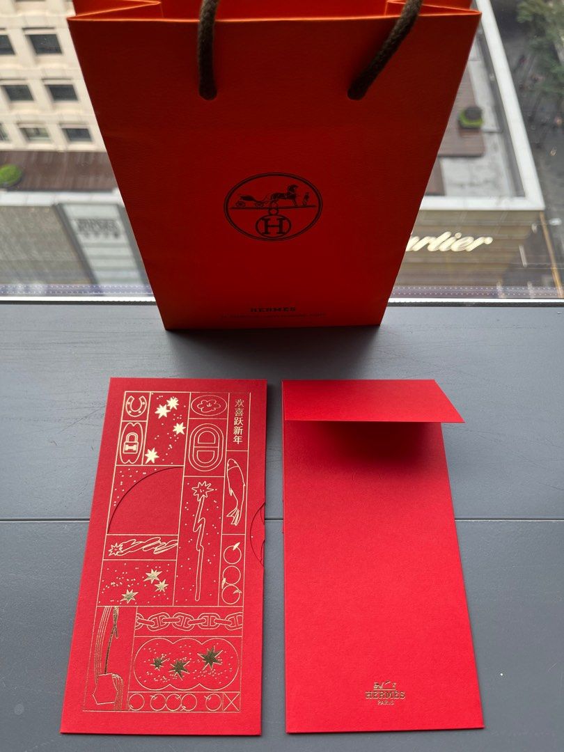 Hermes 2023 red packets Ang Pow Ang Pao bunny rabbit design with Hermes  paper bag