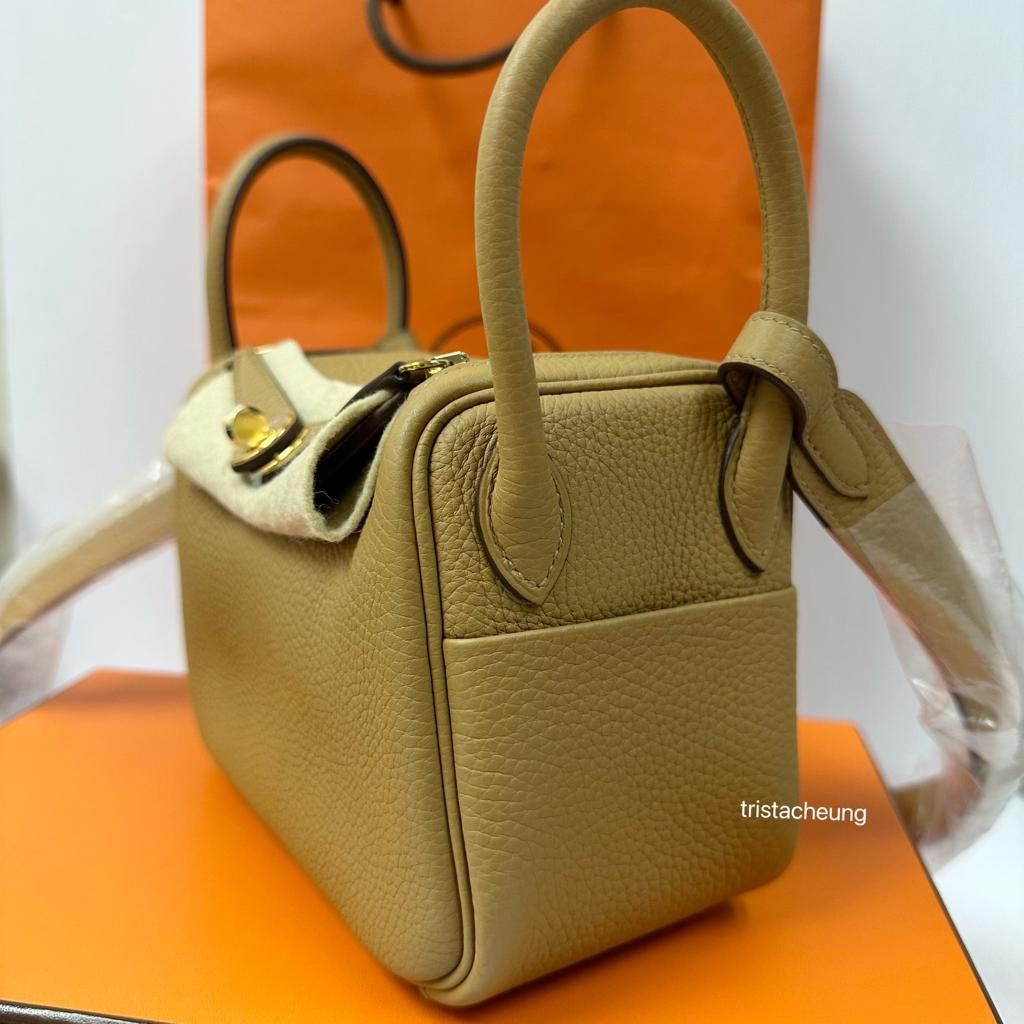 現貨全新Hermes Mini Lindy 4B 餅乾金扣stamp U minilindy gold TC GHW