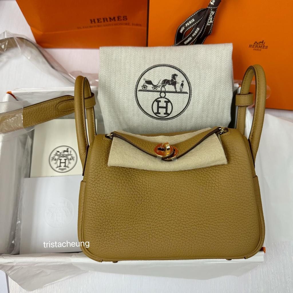 現貨全新Hermes Mini Lindy 4B 餅乾金扣stamp U minilindy gold TC GHW