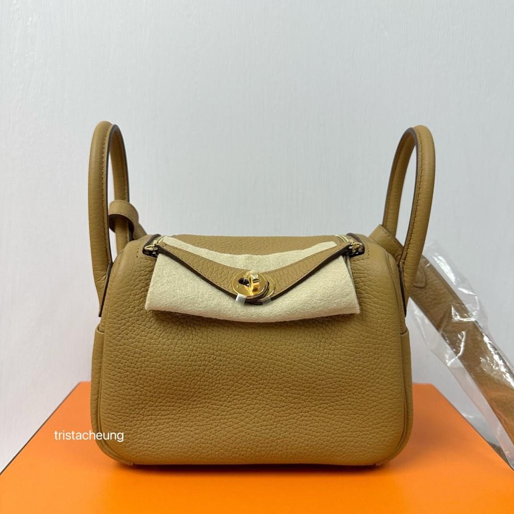 現貨全新Hermes Mini Lindy 4B 餅乾金扣stamp U minilindy gold TC GHW