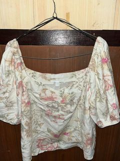 Hnm floral puffy sleeve