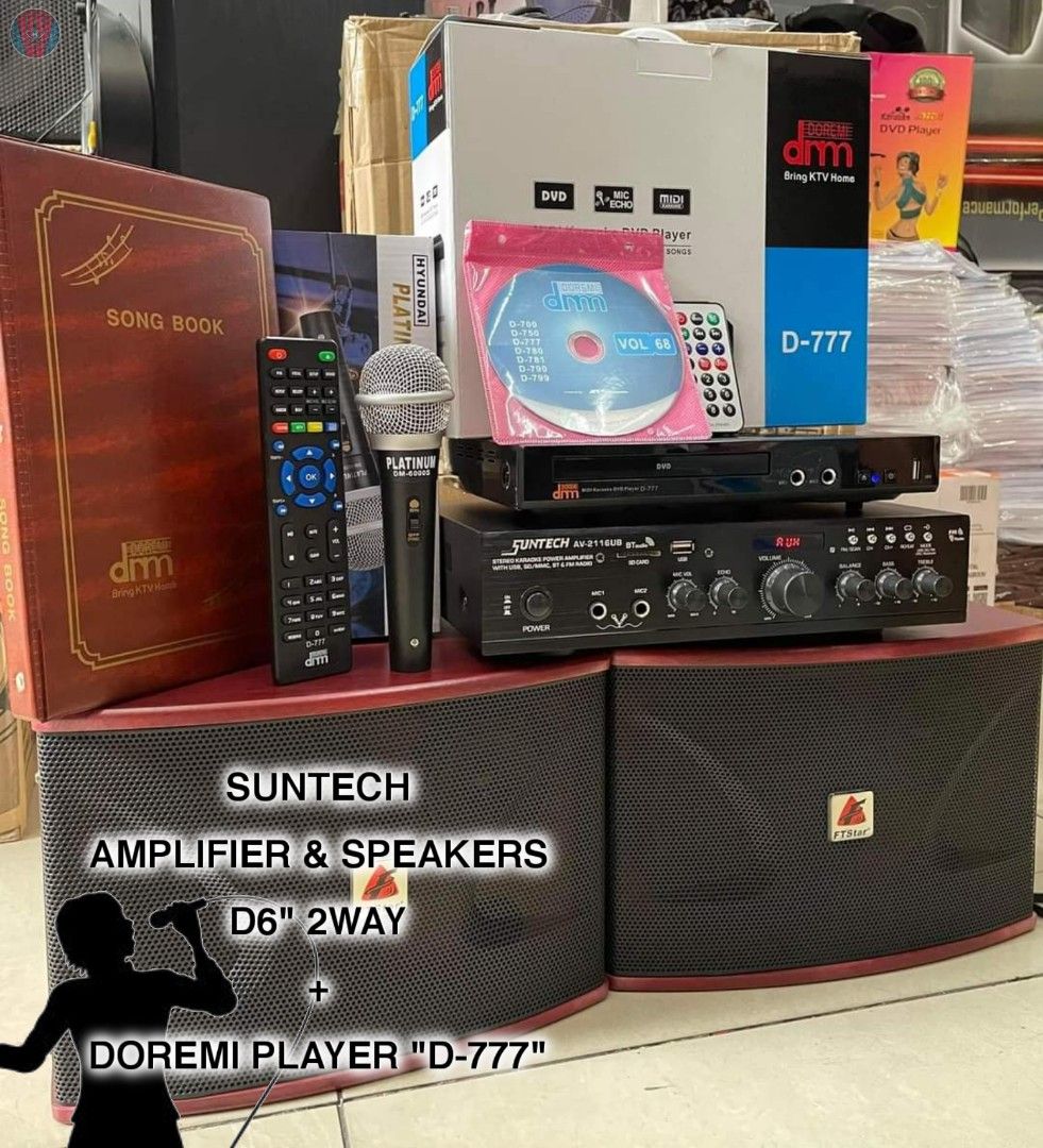 HOME KARAOKE SET SUNTECH AMPLIFIER & SPEAKERS D6" 2WAY, Audio, Soundbars, Speakers & Amplifiers
