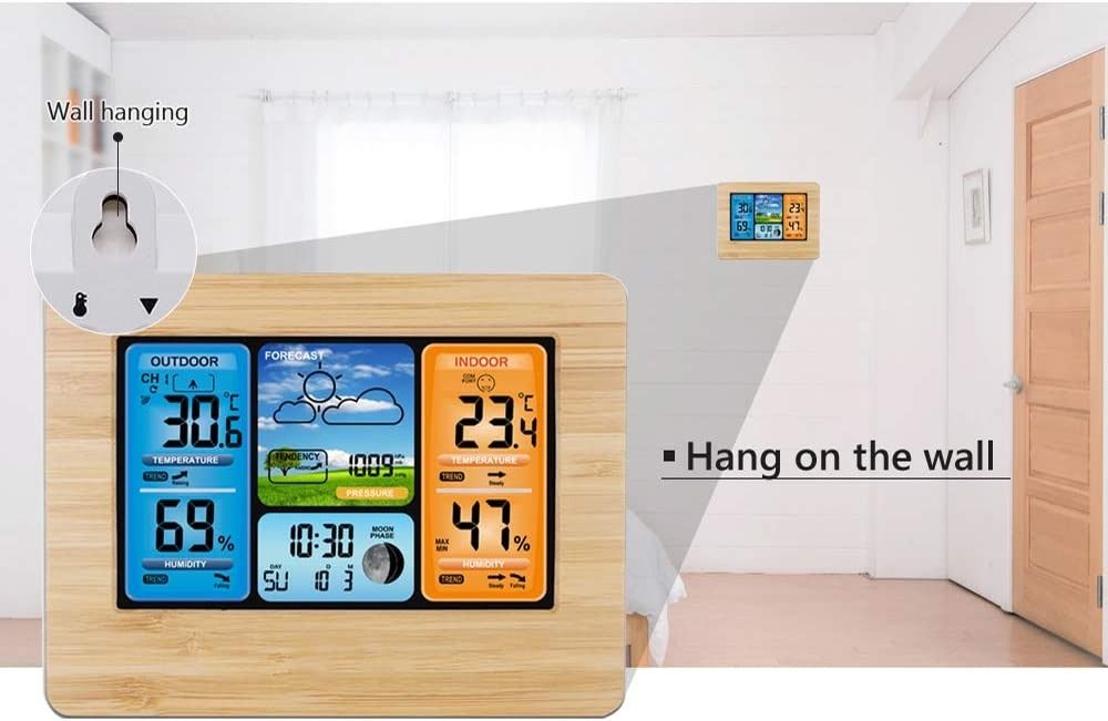 Houkiper Wireless Weather Station Indoor Outdoor Thermometer, Home Digital Wireless Color