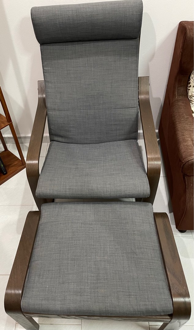 IKEA ARMCHAIR & FOOTSTOOL (SET), Furniture & Home Living, Furniture, Chairs on Carousell