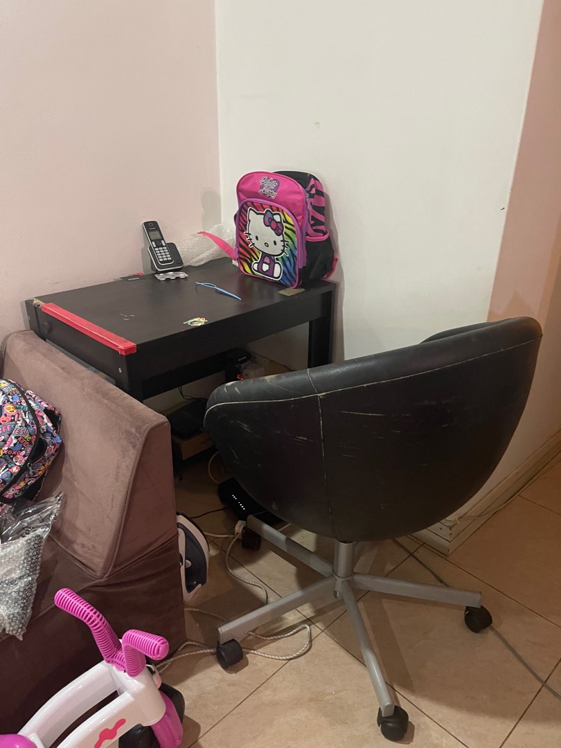 Ikea computer table with computer chair (study table), Furniture & Home