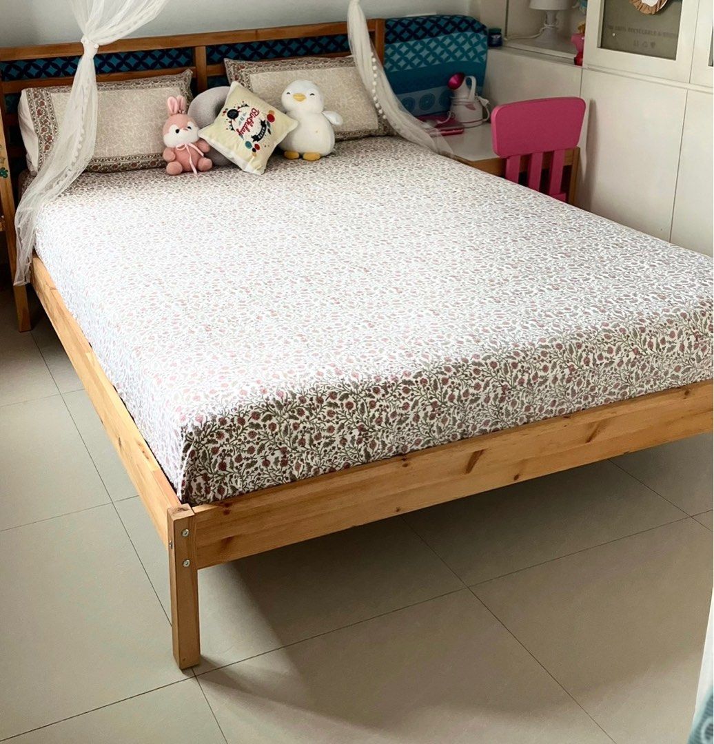 IKEA Mattress and queen size bed frame, Furniture & Home Living