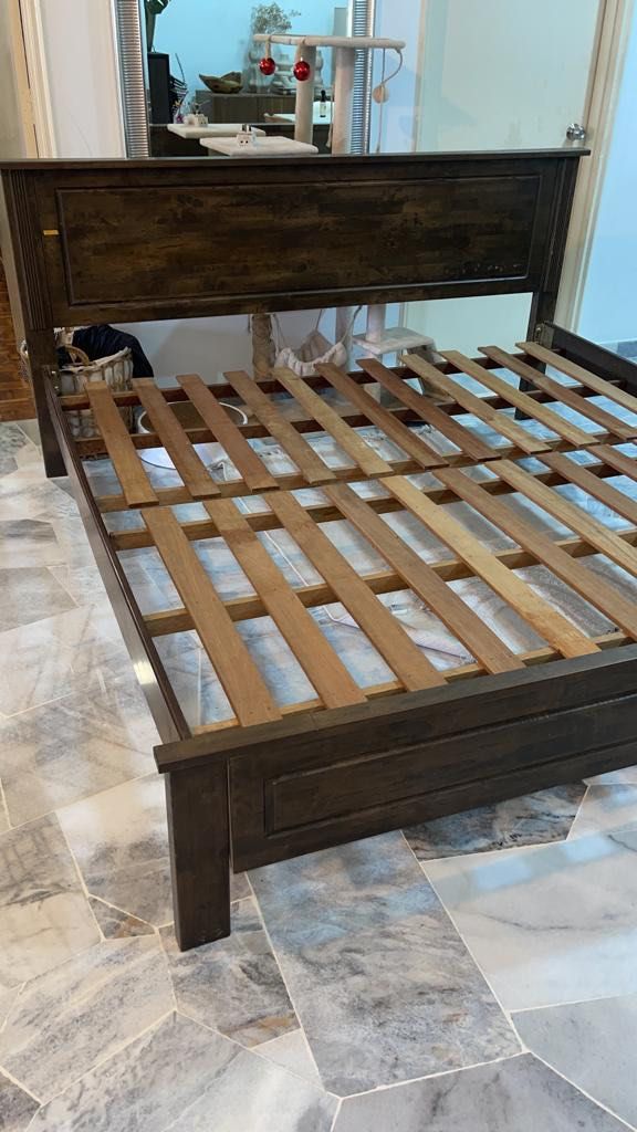 King Bed Frame solid wood, Furniture & Home Living, Bedding & Towels on