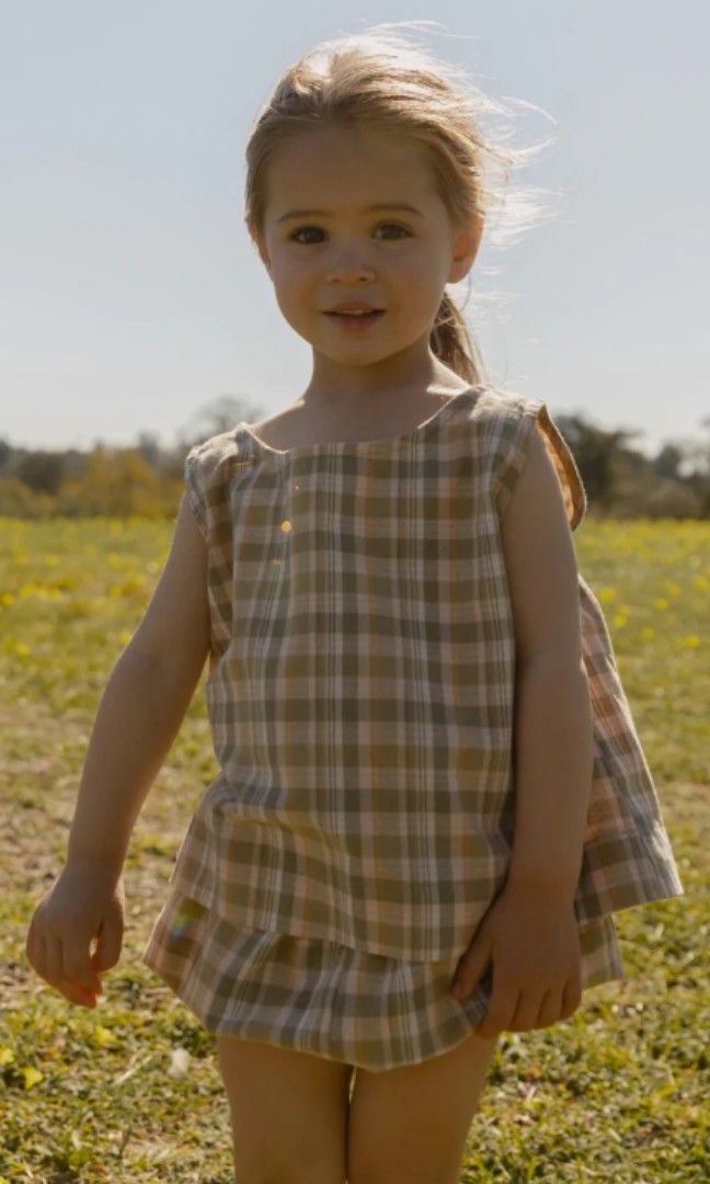 Klarra Kids Gingham Top Bloomer Set