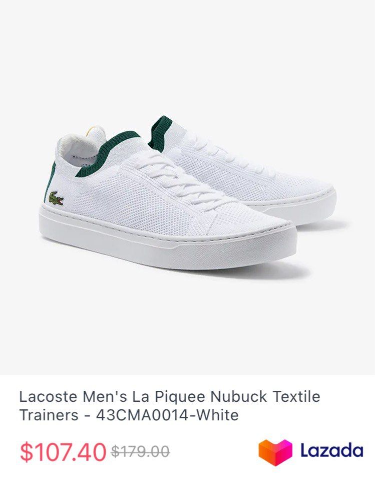Lacoste Men s La Piqu e Nu Textile Trainers Color White Men s