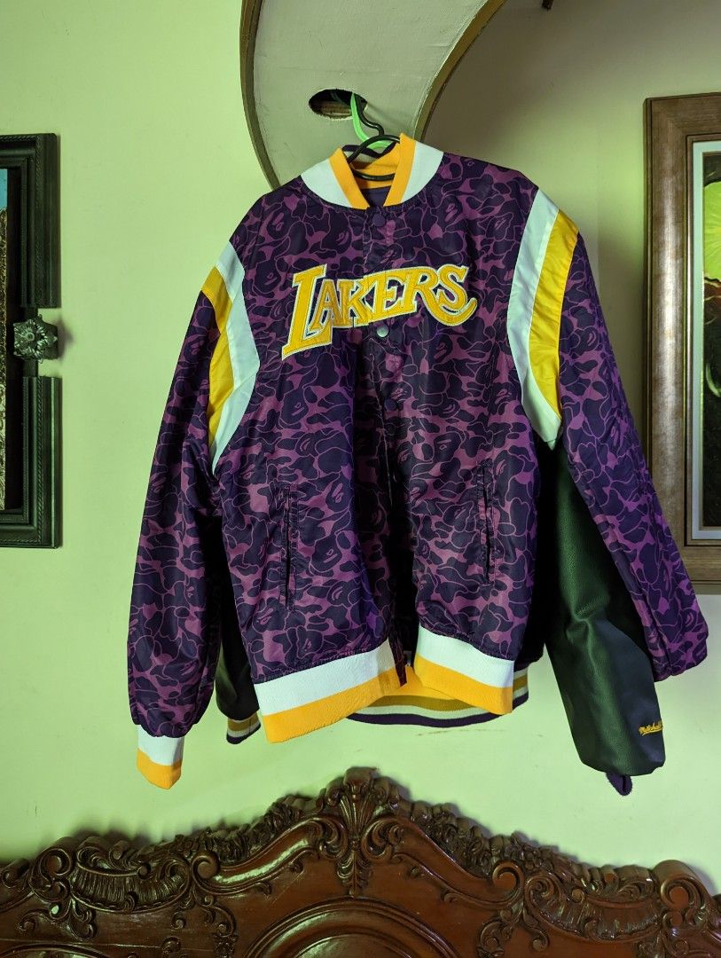 Lakers Bape X Purple Satin Jacket