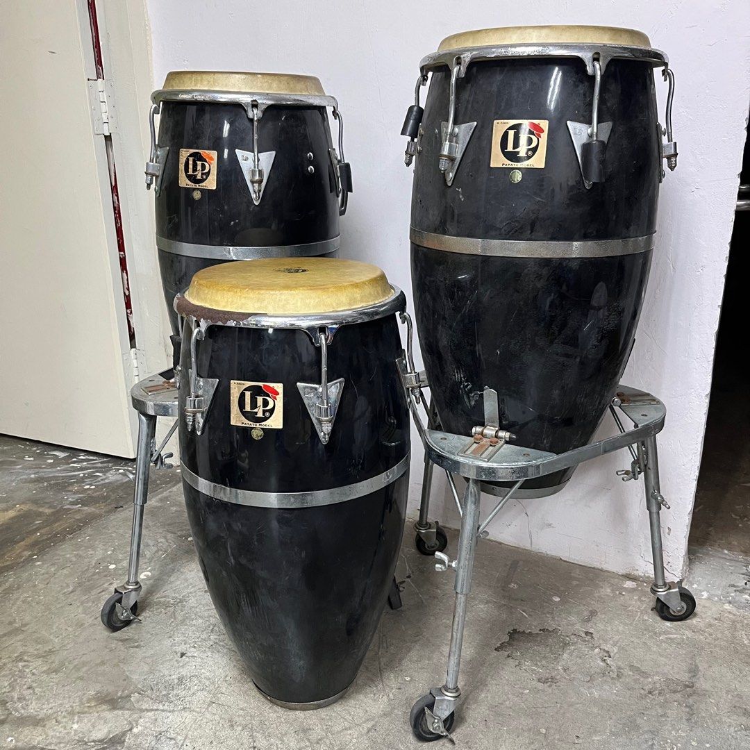 Latin Percussion Patato Model Congas in Black Fibreglass (Set of 3