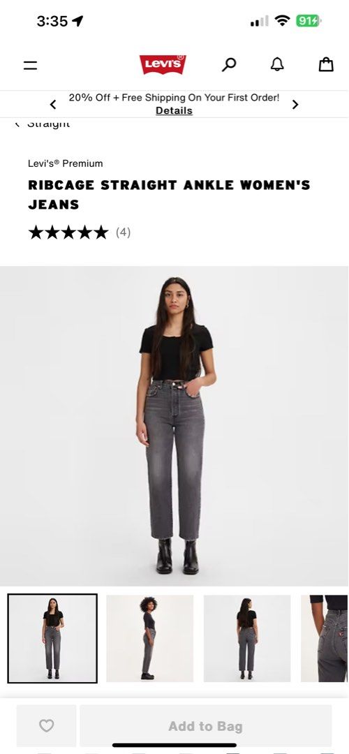Levi Strauss Ribcage Straight Ankle Jeans - Gray Washed, Women's Fashion,  Bottoms, Jeans on Carousell