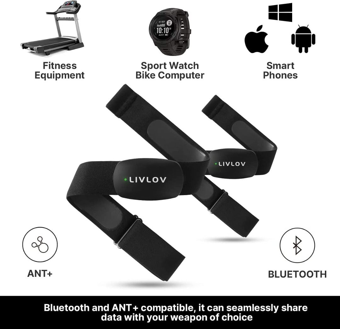 LIVLOV V6 Heart Rate Monitor Chest Strap Bluetooth ANT Heart