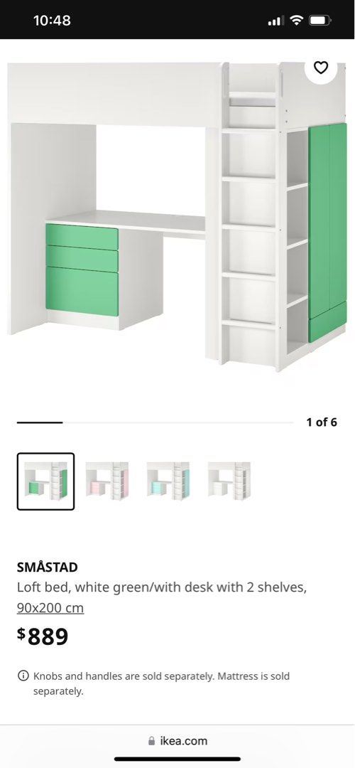 Loft Bed Ikea Smastad 90x200cm, Babies & Kids, Baby Nursery & Kids