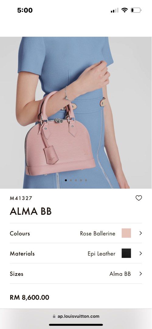 Louis Vuitton Alma BB Bag M41327 Rose Ballerine