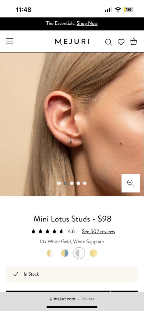 Mejuri Mini Lotus Studs 14K White Gold