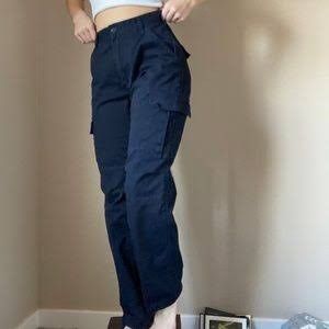 Midnight Blue Cargo Pants Wide leg, Women's Fashion, Bottoms