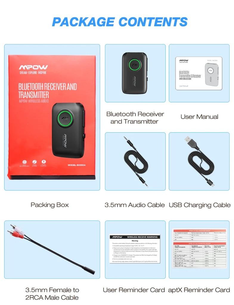 Mpow BH390A Bluetooth 5.0 Transmitter Receiver, Car Accessories ...
