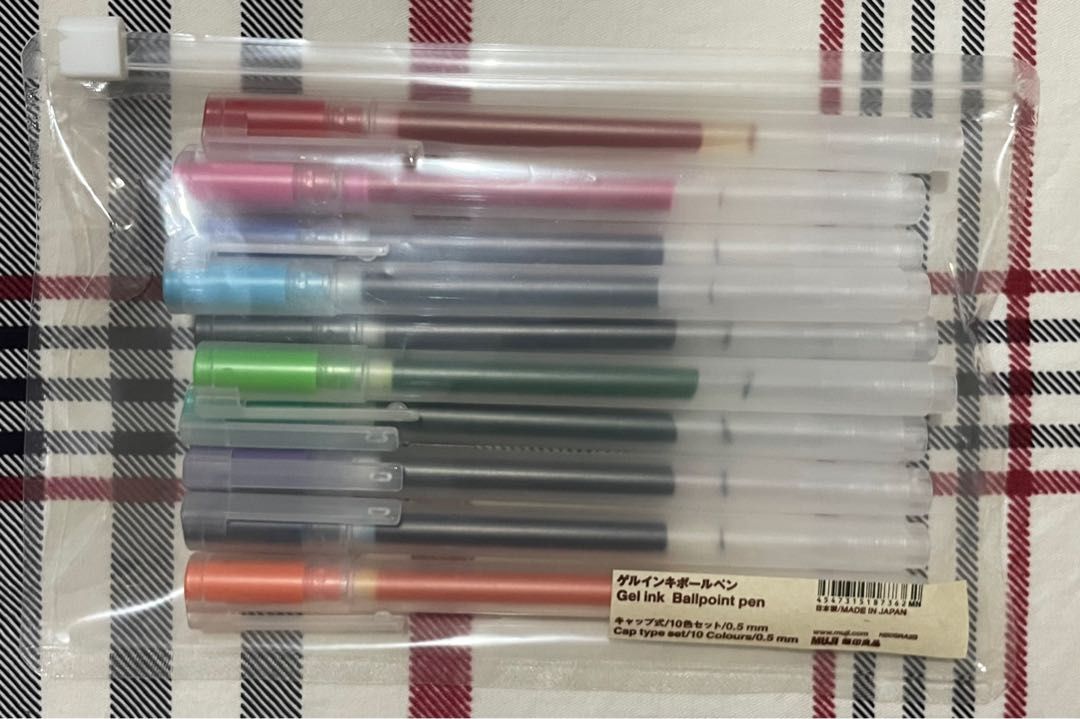 Muji Gel Ink Ballpoint Pen Set of 10 Colors, Hobbies & Toys, Stationary