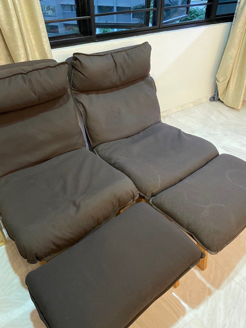 Muji High Back Reclining Sofa with Footrest, Furniture & Home Living