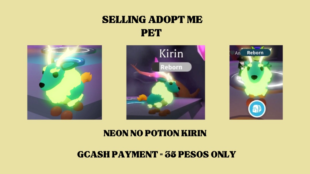 NEON NO POTION KIRIN ADOPT ME, Video Gaming, Gaming Accessories, In