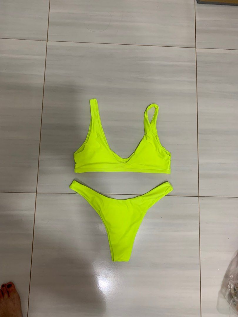 Neon green discount two piece swimsuit