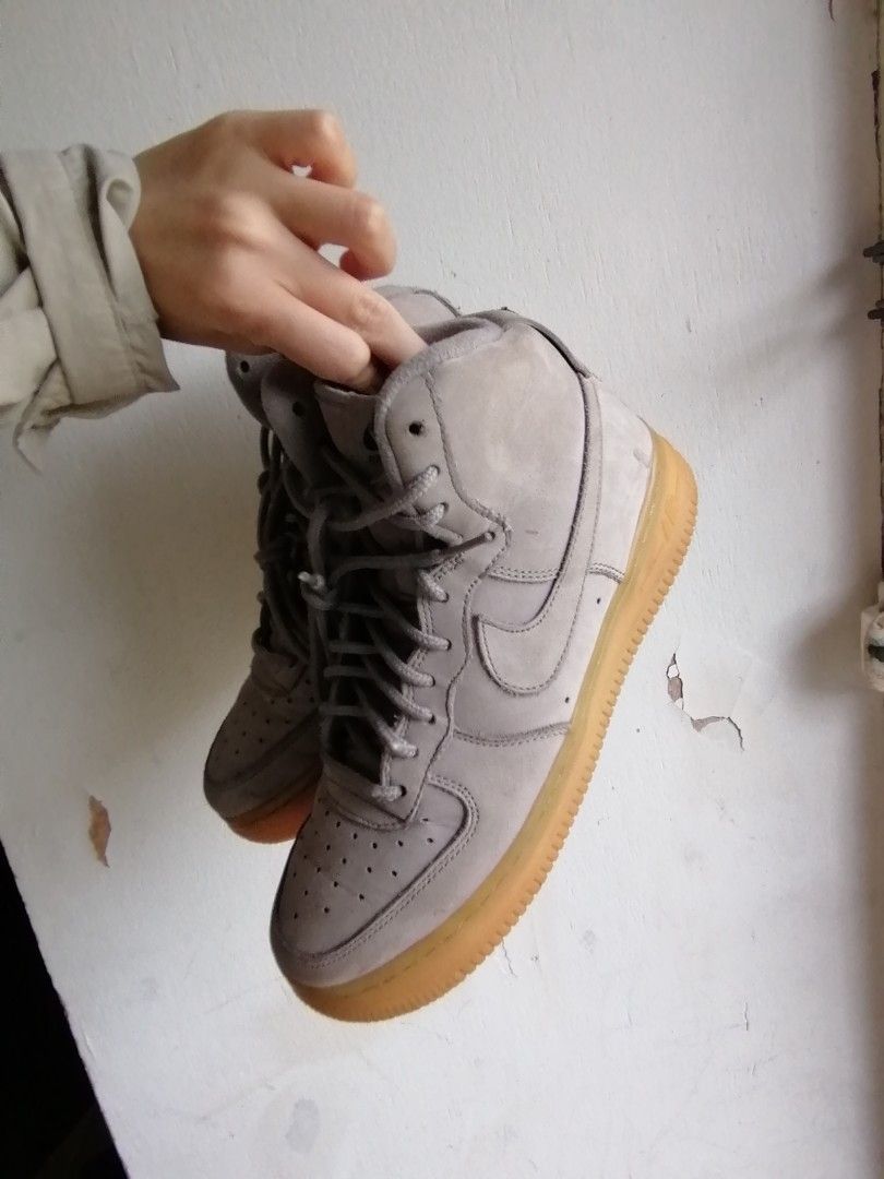 Air force 1 high grey suede  and  gum cheap