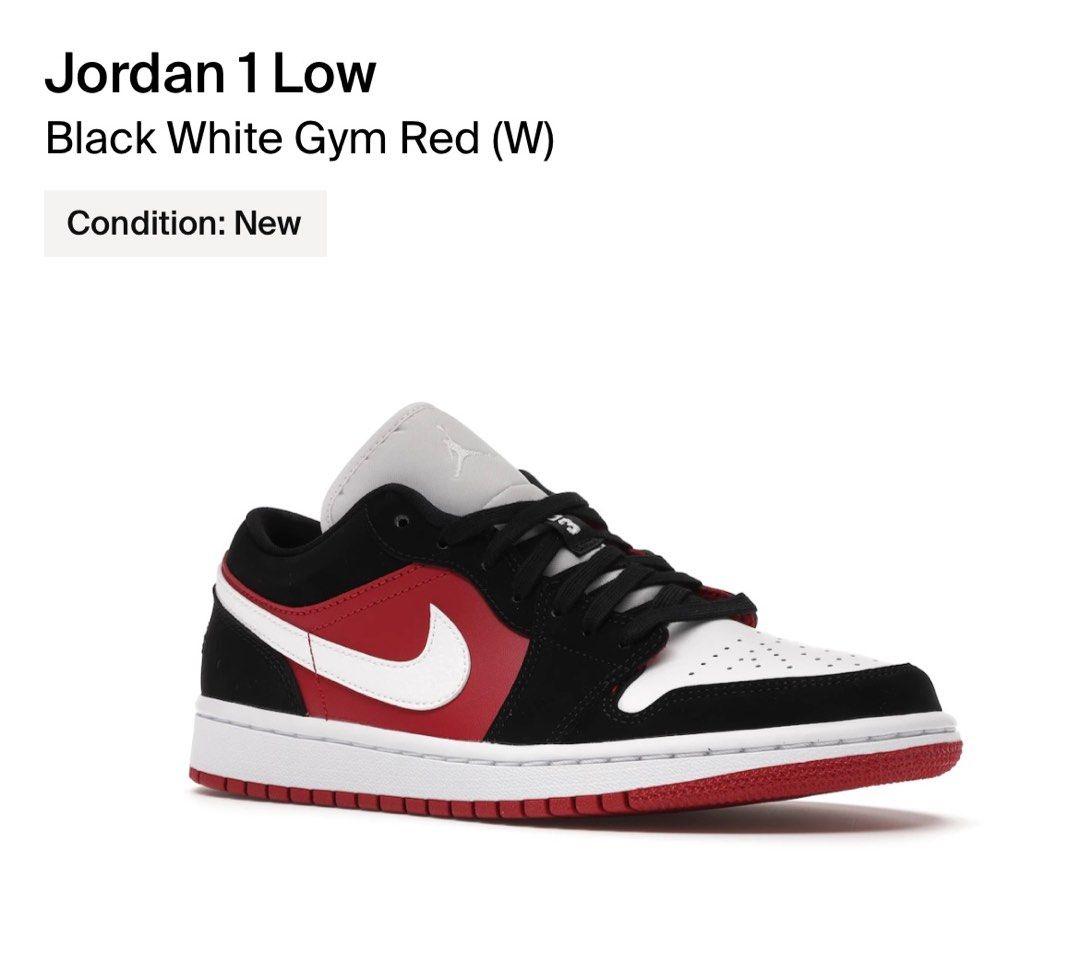 Nike Jordan 1 Low Black White Gym Red Women s Fashion Footwear