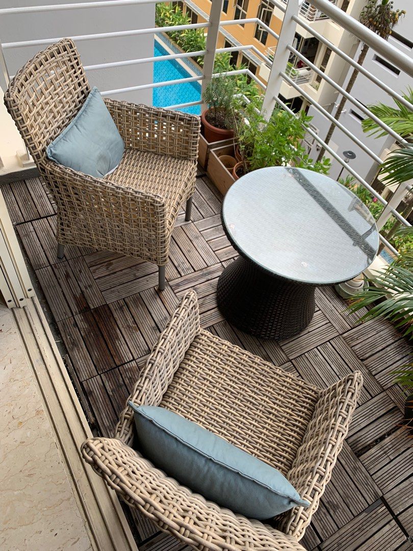 Outdoor chairs (Balcony Rattan style), Furniture & Home Living