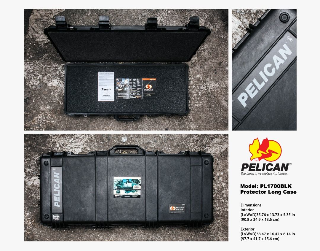 Pelican Case Hard Case (Category: Dry Boxes & Cabinets) located in Pasig City. Submitted by lee025 (Listing ID 1209449486, Image 3). Description: Store Pull out kaya expect po na may scratch po Delivery / Shipping fee will be shouldered by the buyer Actual Photo / price posted 𝐌𝐨𝐝𝐞𝐥: 𝐏𝐋𝐈𝐌𝟑𝟒𝟏𝟎 𝐒𝐭𝐨𝐫𝐦 𝐋𝐨𝐧𝐠 𝐂𝐚𝐬𝐞 Dimensions Interior (L×W×D) 54.50 x 10.00 x 6.00 in (138.4 x 25.4 x 15.2 cm) Exterior (L×W×D) 57.74 x 12.71 x 6.67