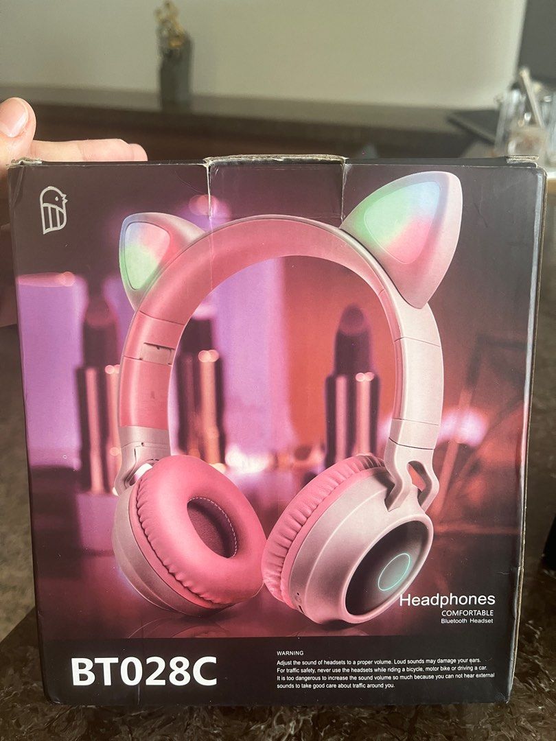 Pink Cat Headphones, Audio, Headphones & Headsets on Carousell
