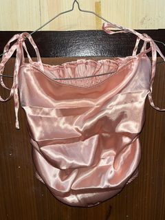 Pink satin tank top