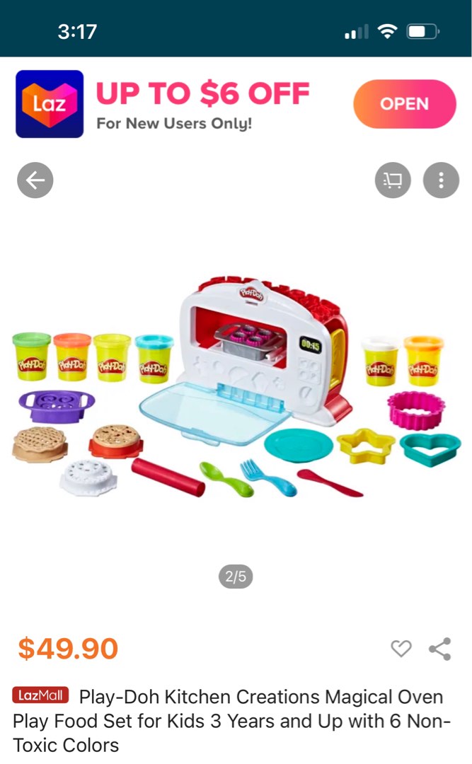 PlayDoh Kitchen Creations Magical Oven Play Food Set with light and