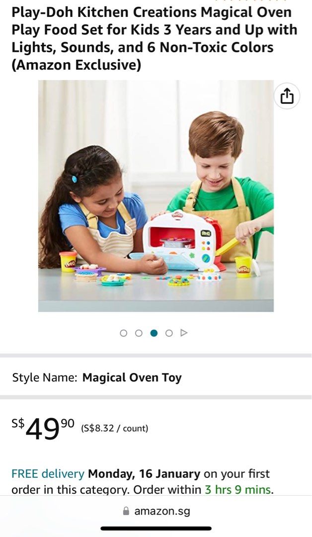 PlayDoh Kitchen Creations Magical Oven Play Food Set with light and