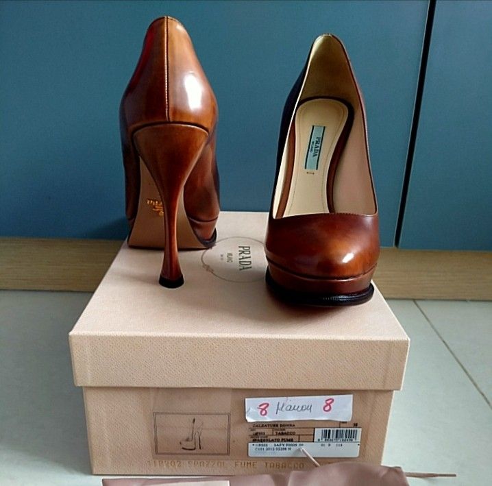 brown prada heels