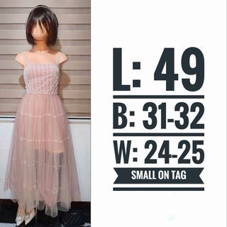 Preloved korean tulle peach dress