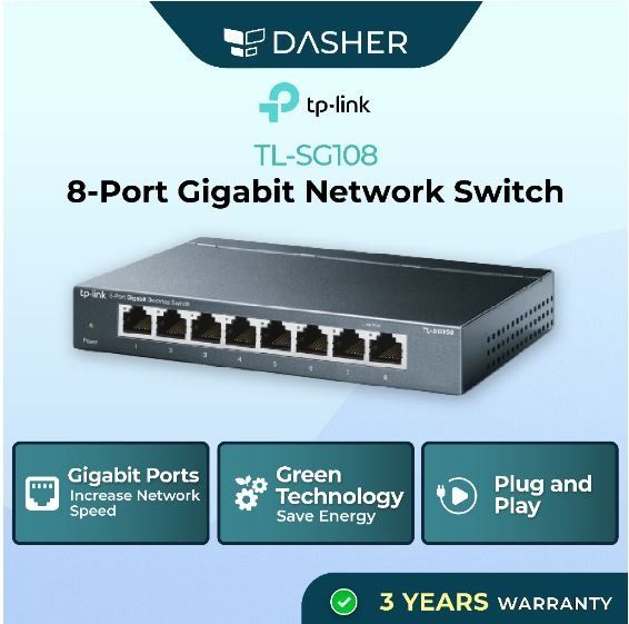 Switch TP-Link Gigabit Ethernet TL-SG108, 10/100/1000Mbps