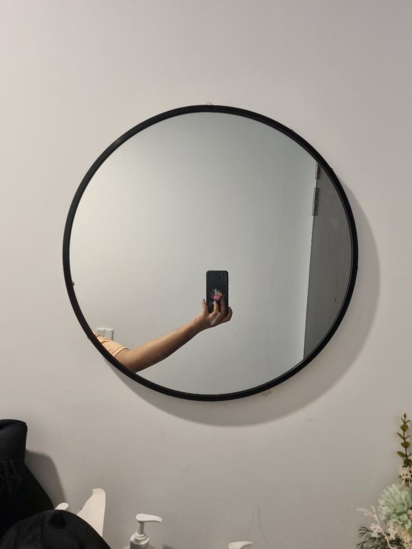 Round mirror 50 cm/ Black, Furniture & Home Living, Home Decor, Mirrors