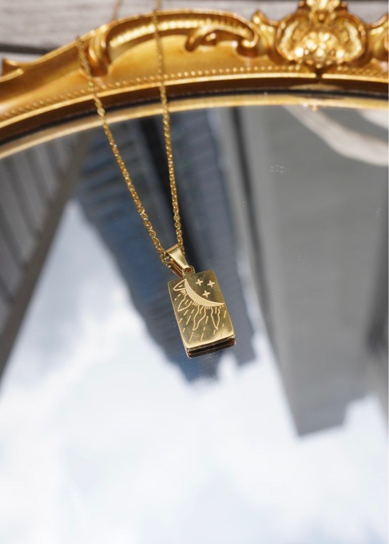 Gold plated engraved necklace clearance