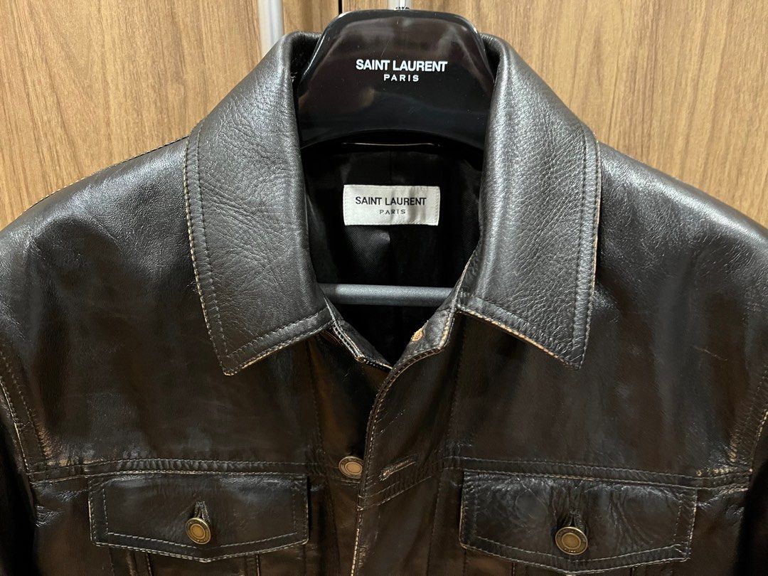 Saint laurent distressed leather jacket best sale