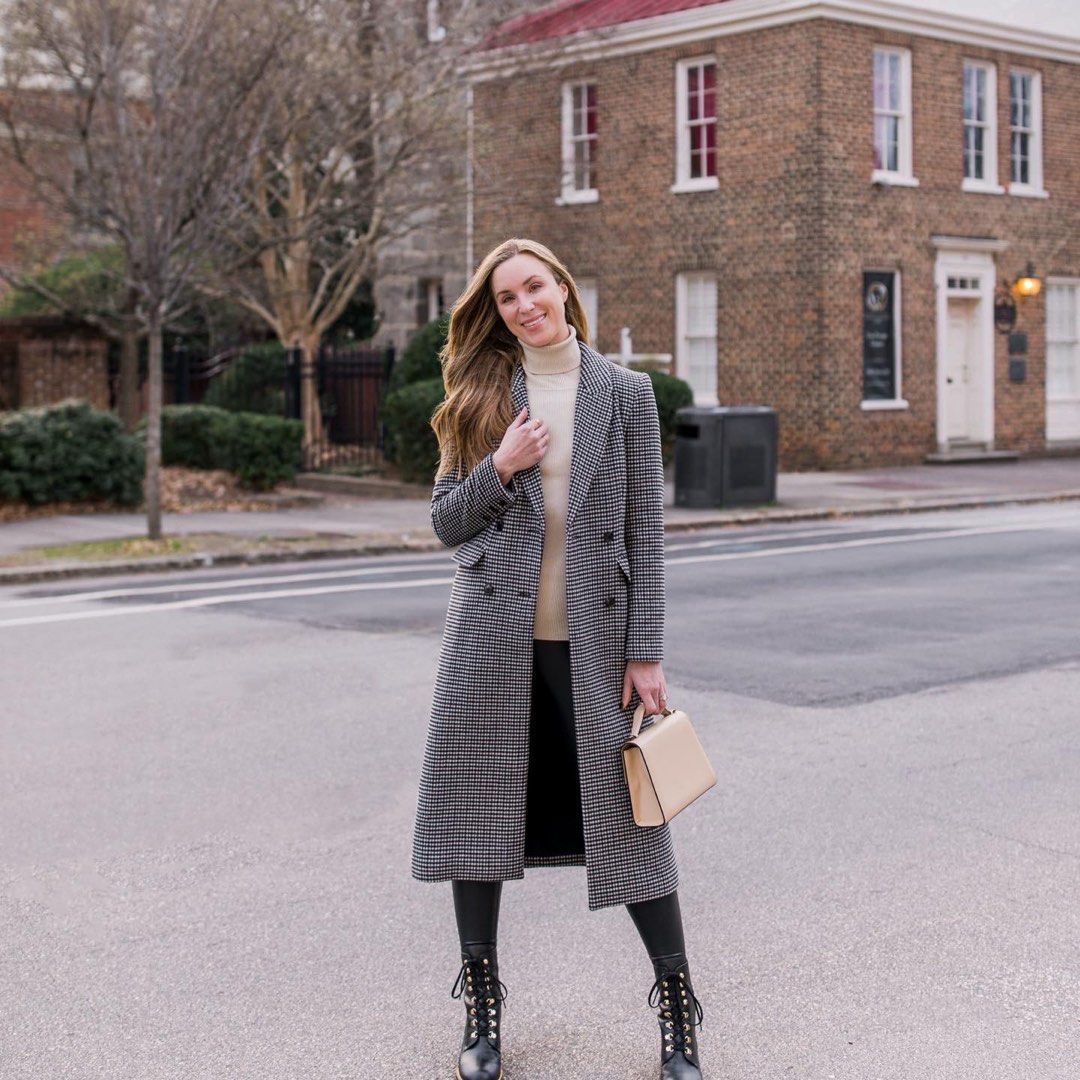 Reformation york coat brown plaid clearance