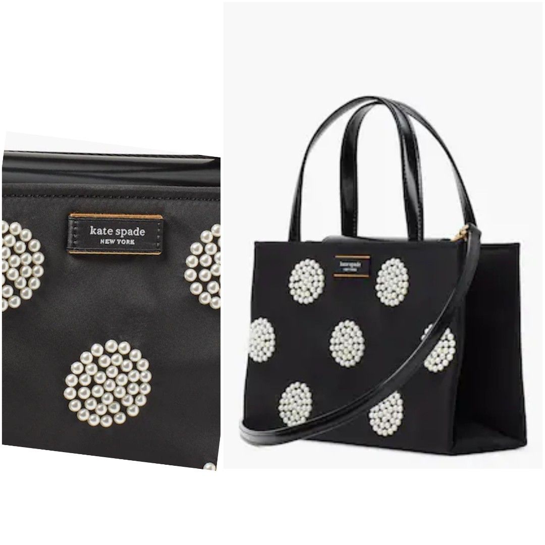 Sam Icon Pearl Embellished Nylon Small Tote