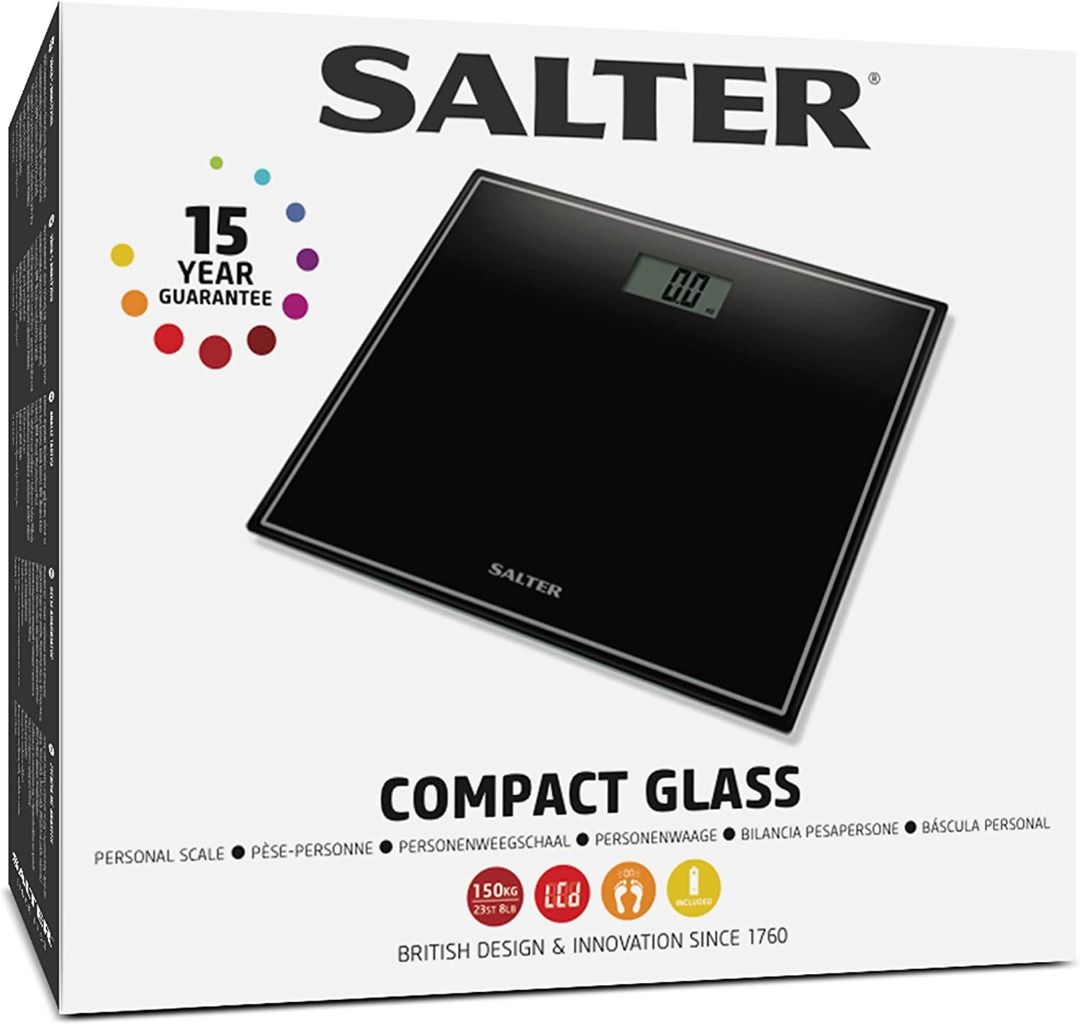 Salter 9207 BK3R Compact Electronic Bathroom Scale, Digital Easy Read