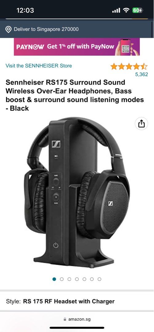 Sennheiser RS 175 digital TV headphones wireless Audio