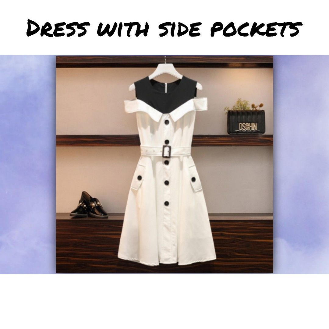 SG INSTOCKS Casual white dress with side pockets Women s