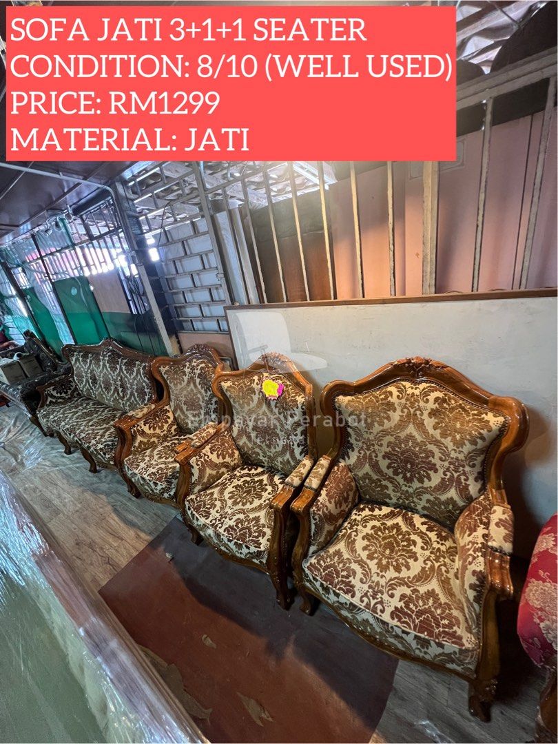 SOFA JATI 3+1+1+1 SEATER, Furniture & Home Living, Furniture, Sofas on