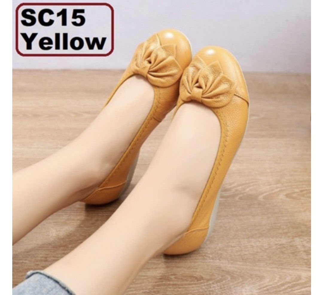 Ladies yellow flat shoes store